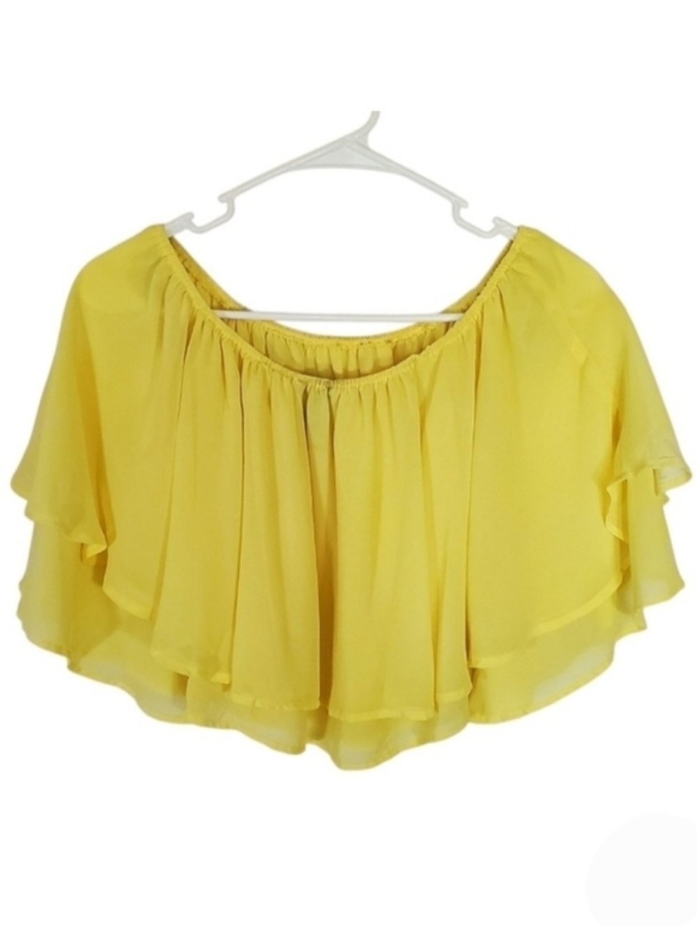 2171 * Forever 21 Off The Shoulder Crop Bardot Top Butter Yellow Size S